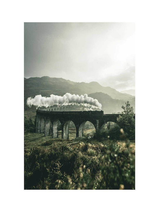 Train On A Viaduct In Misty Landscape Painting 100x150