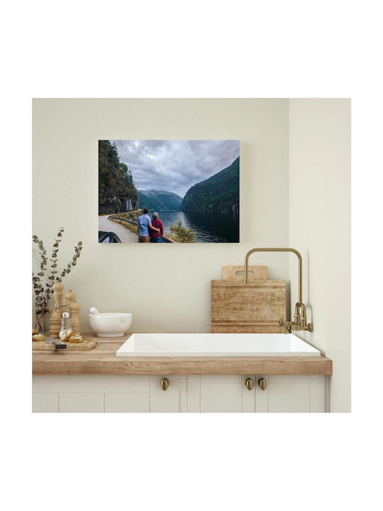 Paar Bewundert Malerei einer Malerischen Landschaft 150x100