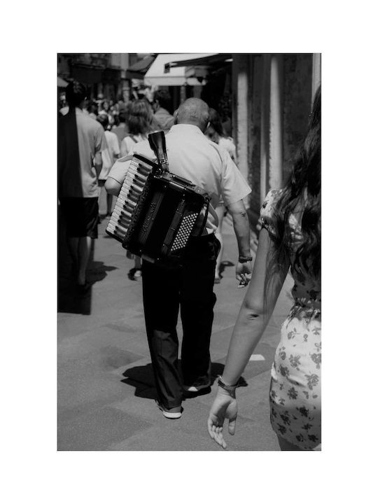 Painting Street Musician In Crowd 70x100