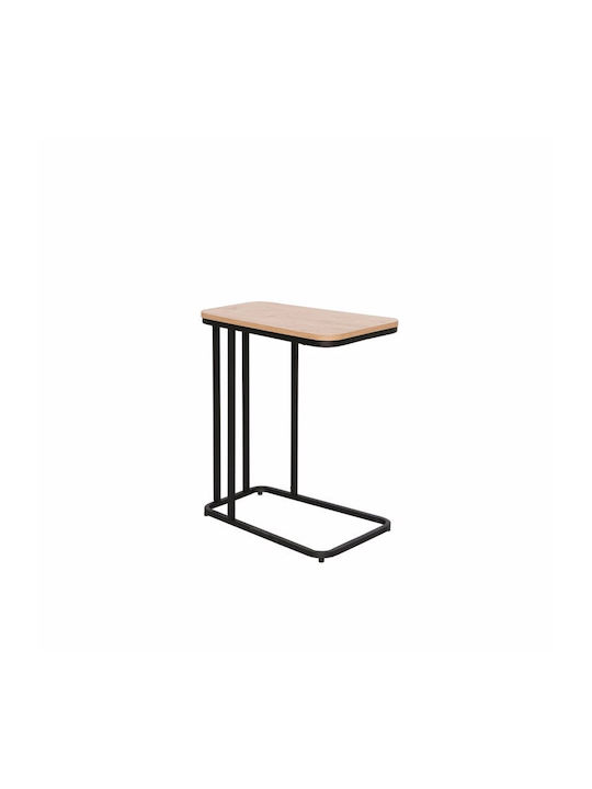 Rectangular Side Table Lamda Wooden Melamine - Metal L50xW32xH60cm.