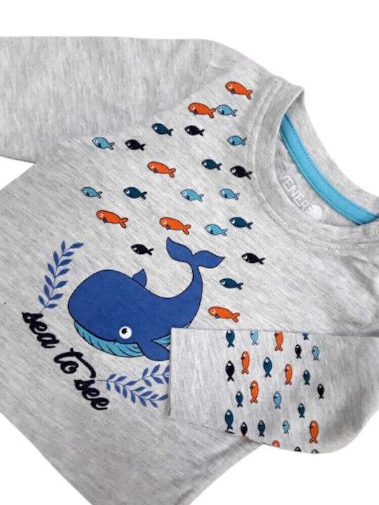 Kids' Shirt Long Sleeve Grey Blue Grey Blue Dolphin