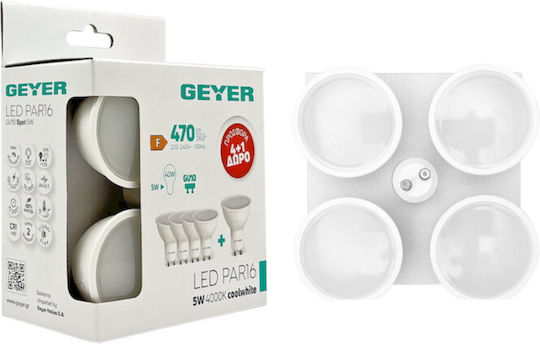 Geyer LED Bulb 5W for Socket GU10 and Shape PAR16 Natural White 470lm