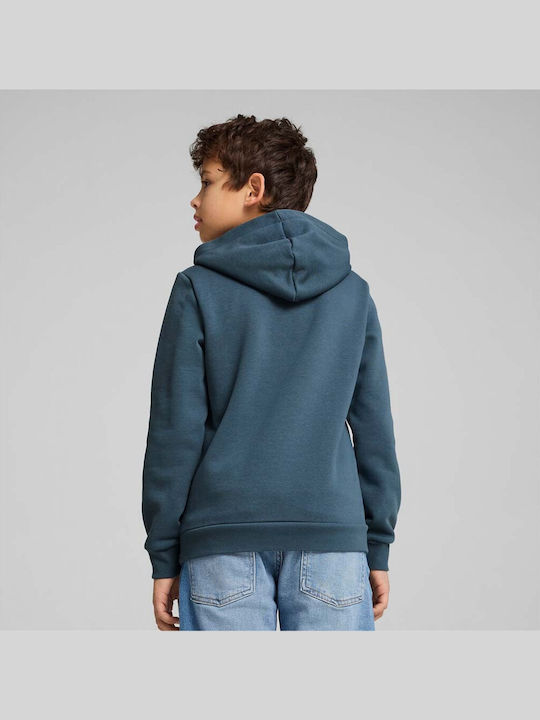 Fleece Kids Sweatshirt with Hood and Pockets Petrol Essentials+ 2
