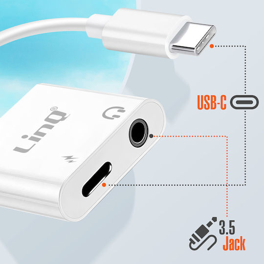 Linq USB-C Power Delivery Audio Jack 3,5mm Ladeadapter Weiß