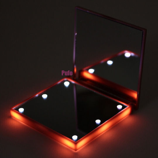 Schminkspiegel Geldbörse mit Licht 7x7cm Schwarz
