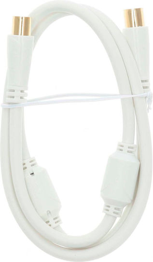Cablu coaxial Hama 205245, masculin-feminin, 0,75 metri, alb, 100 dB
