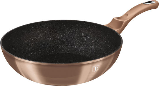 Berlinger Haus Metallic Line Wok από Αλουμίνιο με Επίστρωση από Πέτρα Rose Gold Collection 30cm