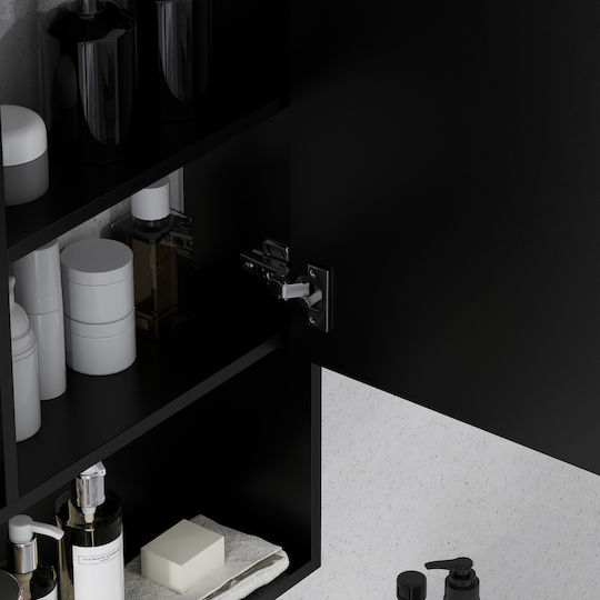 Kleankin Bathroom Mirror made of Particle Board with Shelf & Cabinet 60x15cm Black