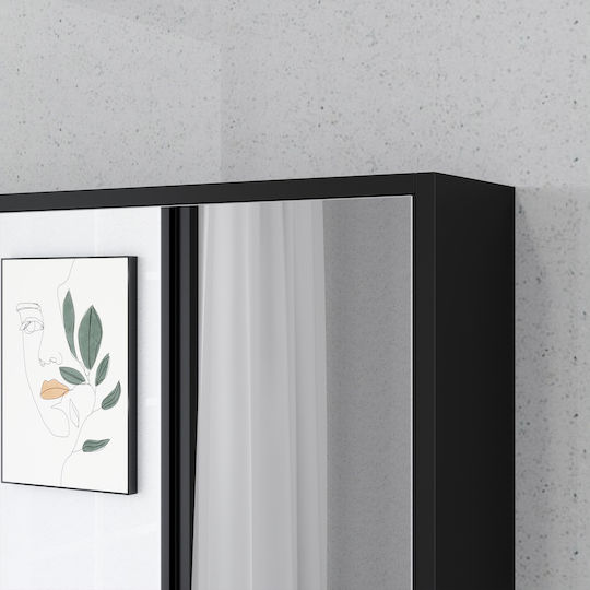 Kleankin Bathroom Mirror made of Particle Board with Shelf & Cabinet 60x15cm Black