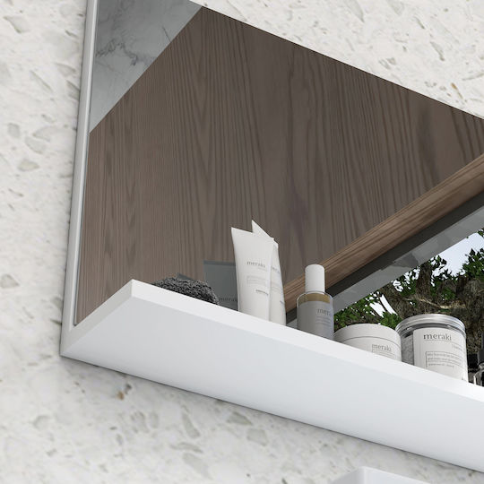 Kleankin Rectangular Bathroom Mirror made of Particle Board with Shelf 60x12cm White