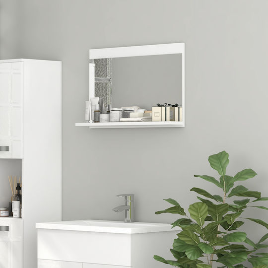 Kleankin Rectangular Bathroom Mirror made of Particle Board with Shelf 60x12cm White