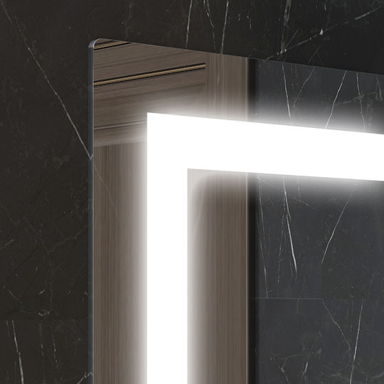 Kleankin Oglindă de Baie Lumini LED Atingere cu Raft 50x12cm Argintiu