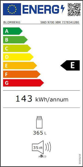 Blomberg Ψυγείο Συντήρησης 365lt NoFrost Υ186.5xΠ59.7xΒ70.9εκ. Γκρι SND9700XBR