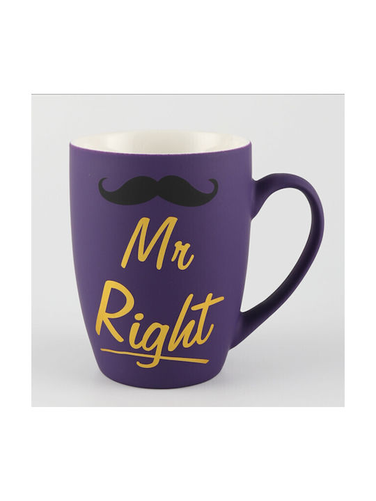 Pufo Mr Right Ceramic Mug Coffee Tea 360 Ml Purple