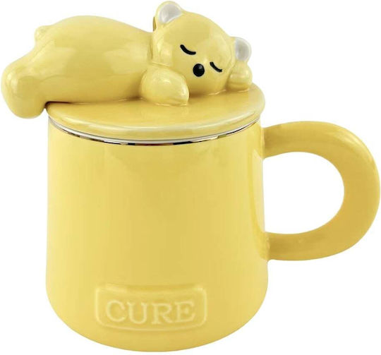 Ceramic Mug Lid Spoon Pufo Sleepy Bear Coffee Tea 320 Ml Yellow Ceramic Mug Lid Spoon Pufo Sleepy Bear Coffee Tea 320 Ml Yellow