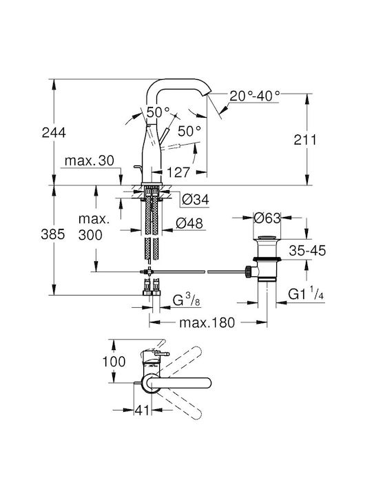 Grohe Essence Mixing Tall Sink Faucet 24174GL1