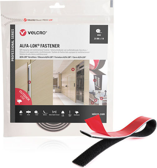 Velcro Alfa-lok Double-Sided Tape Black 25 mm x 1 m