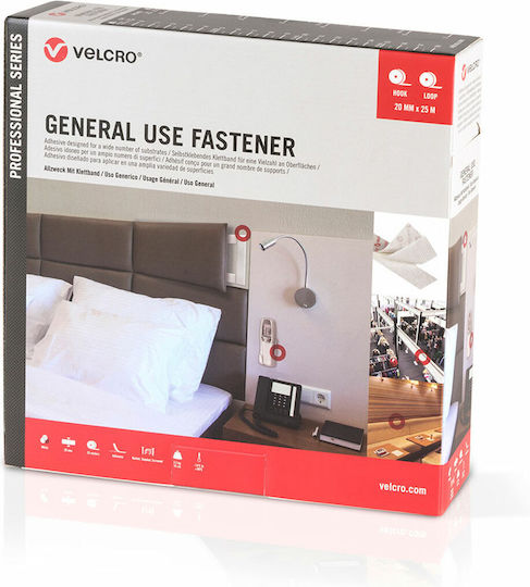 Ταινία Αυτοκόλλητη Λευκή Velcro 2cmx25m Professional Use Fastener Ps20001