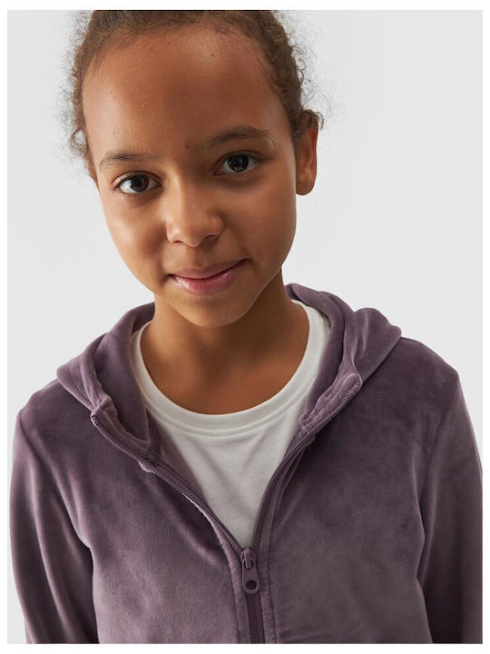 Sportlich Kinderstrickjacke mit Kapuze Lila
