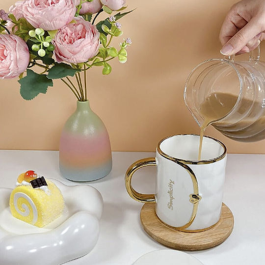 Pufo Fashion Time Ceramic Mug Coffee Tea 350 Ml White