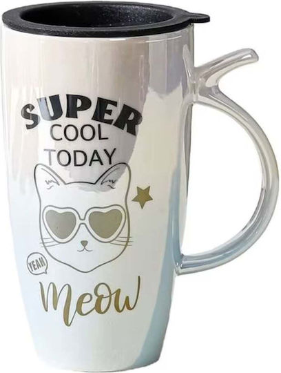 High Ceramic Mug Lid Pufo Cool Today Coffee Tea 450 Ml High Ceramic Mug Lid Pufo Cool Today Coffee Tea 450 Ml