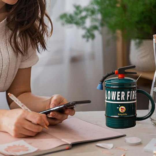 Ceramic Mug Lid Pufo Stop Fire Spoon Coffee Tea 400 Ml Green Ceramic Mug Lid Pufo Stop Fire Spoon Coffee Tea 400 Ml Green