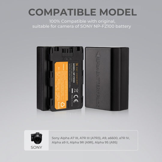 K&F Concept Διπλός Φορτιστής Μπαταρίας Συμβατός με Sony