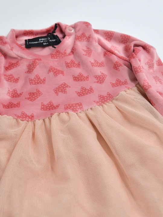 Children's Dress Long Sleeve Velvet Pink
