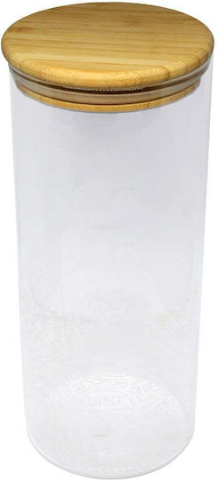 Pufo Taste Borosilicate Glass Container Sugar Coffee Tea Spices Airtight Bamboo Lid 1.4l