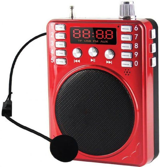 JKC-10 Φορητό Ραδιόφωνο Επαναφορτιζόμενο με Bluetooth και USB Κόκκινο
