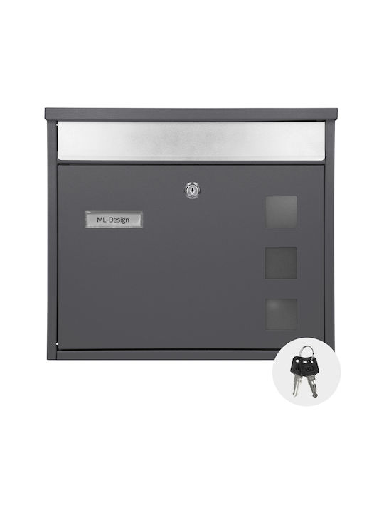ML-Design Außenbereich Briefkasten Inox in Gray Farbe 36x31.5x11.5cm