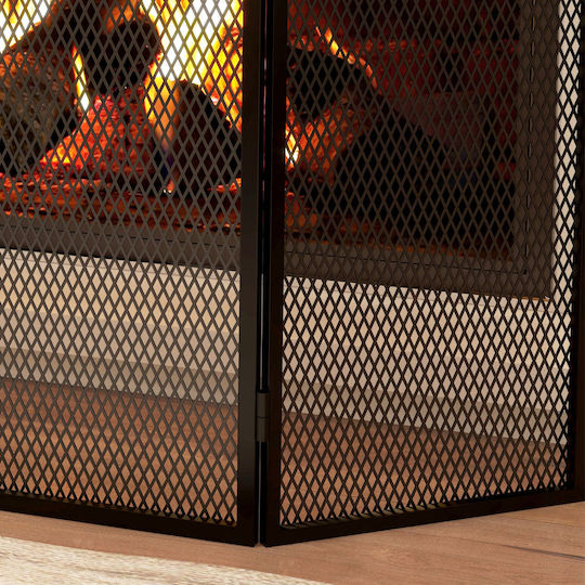 HomCom Μεταλλικό Προστατευτικό Τζακιού 96x60cm Μαύρο
