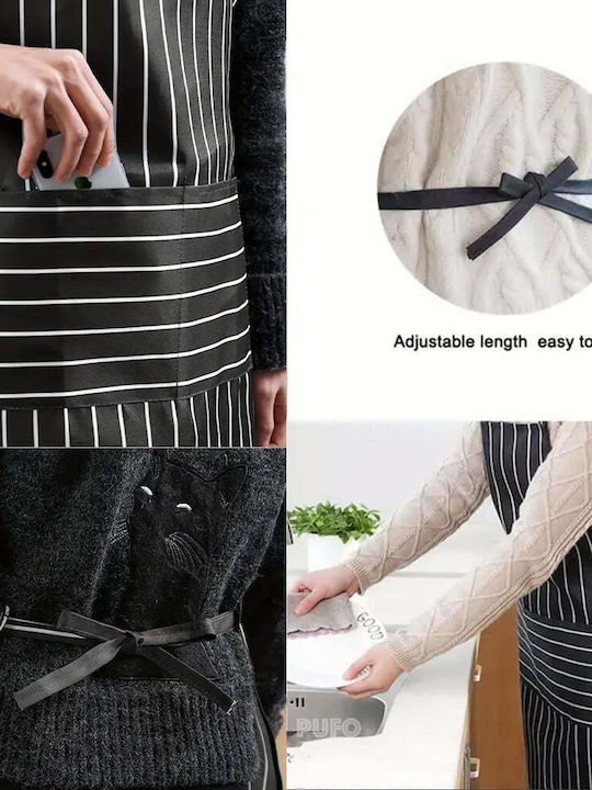 Simple Puffy Kitchen Apron Cooking Apron Universal Size Black