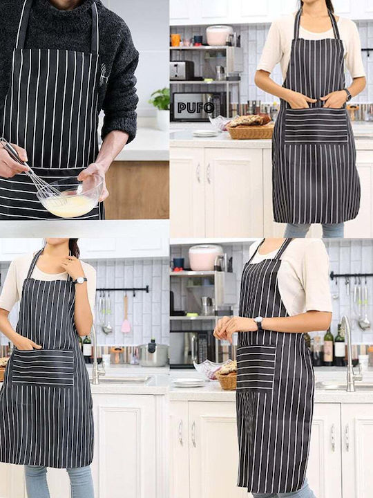 Simple Puffy Kitchen Apron Cooking Apron Universal Size Black