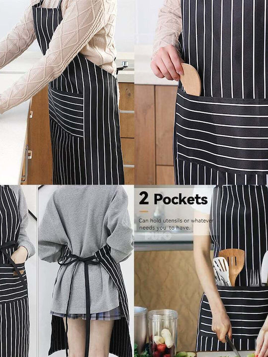 Simple Puffy Kitchen Apron Cooking Apron Universal Size Black