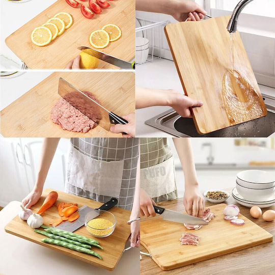 Universal Kitchen Chopper Pufo Made Bamboo Wood Metal Handle Brown 36 X 26 Cm
