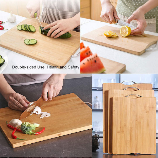 Universal Kitchen Chopper Pufo Made Bamboo Wood Metal Handle Brown 36 X 26 Cm