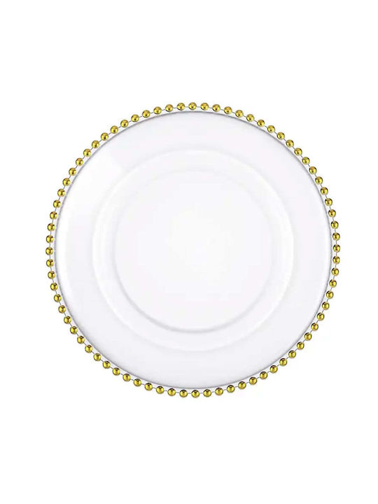 Elegant Large Plastic Plate Pufo Gentle Gold for Desserts and Appetizers 31 Cm