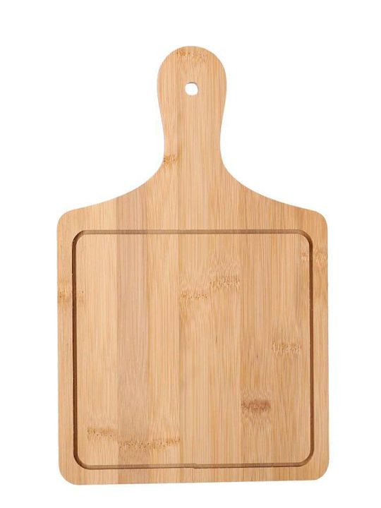 Bambus Hölzernes Servierplatte Mit Griff Lebensmittel Vorspeisen Pizza 32 X 20 Cm Braun