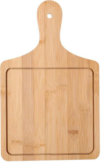 Bamboo Wood Serving Platter Handle Food Appetizers Pizza 32 X 20 Cm Brown