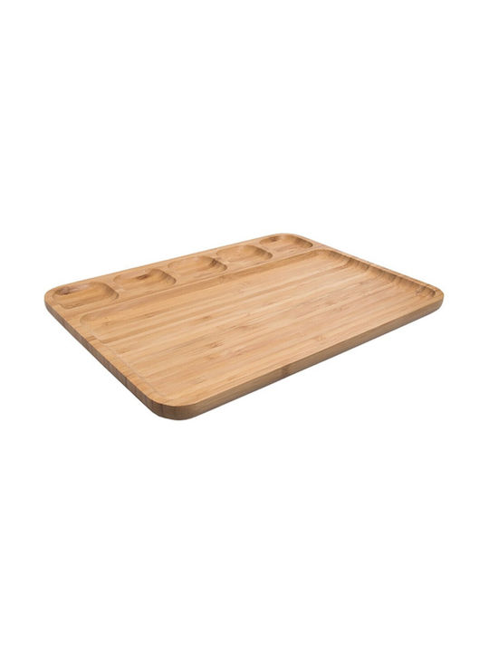 Tavă De Servire Din Lemn De Bambus Cu 6 Compartimente 33 X 23 Cm Maro