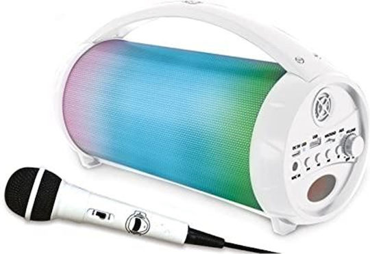 Lexibook Karaoke Speaker with Wired Microphone and Lighting Effects Iparty Bluetooth Speaker Lights BTP585Z White