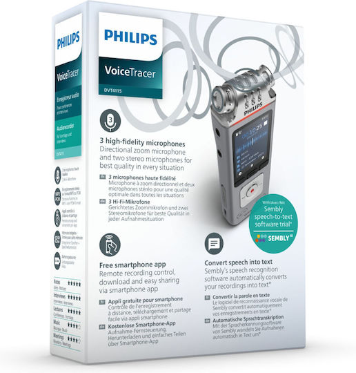 Philips Dictation Device DVT4115 with Internal Memory 8GB