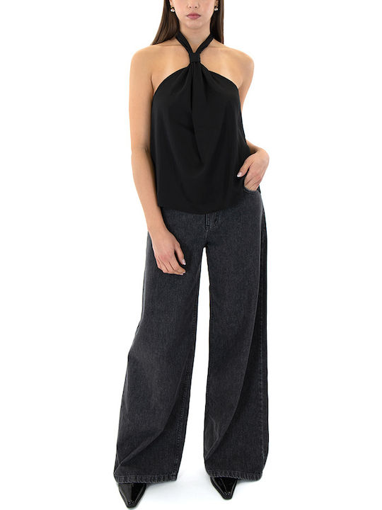 Women's Crop Top Off-Shoulder Sleeveless Black