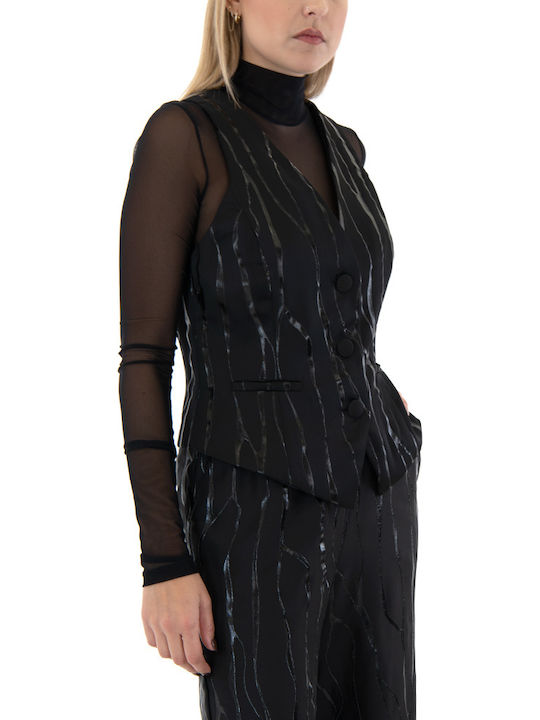 Women's Blouse Sleeveless with V Neckline Black