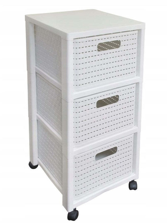 Rotho Babydesign Rafturi de baie Raft Baie Plastic cu 3 Rafturi 71.2x32.5x37.5cm Albă