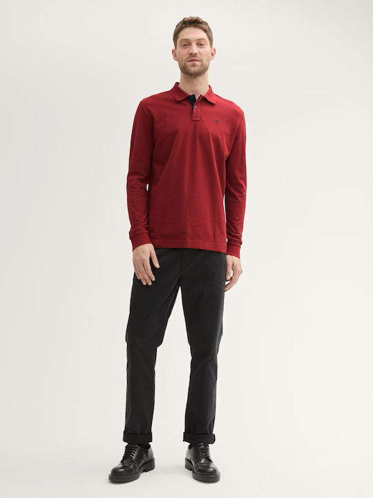 Basic Polo Short Sleeve Blouse Burgundy