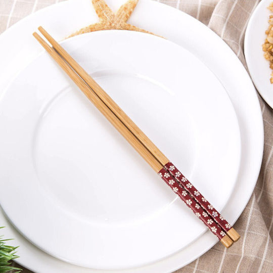 Set 5 Paar Fluffy Bambus Essstäbchen Sushi 22 Cm Braune Rote