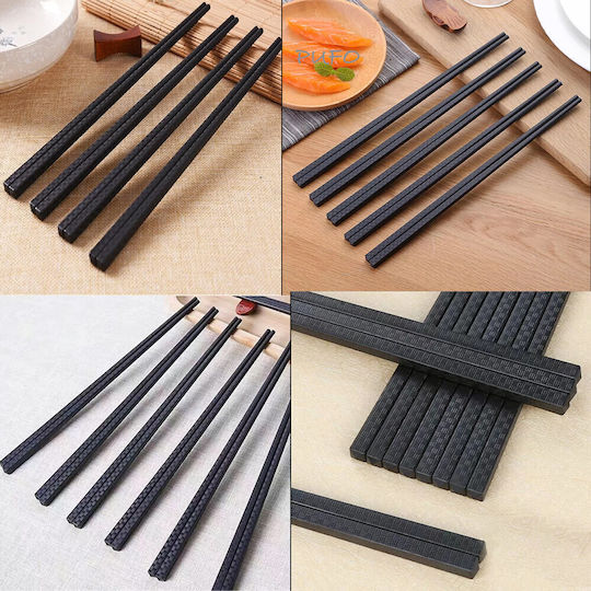 Set 4 Pairs Premium Puff Fiberglass Sushi Chopsticks 24 Cm Black
