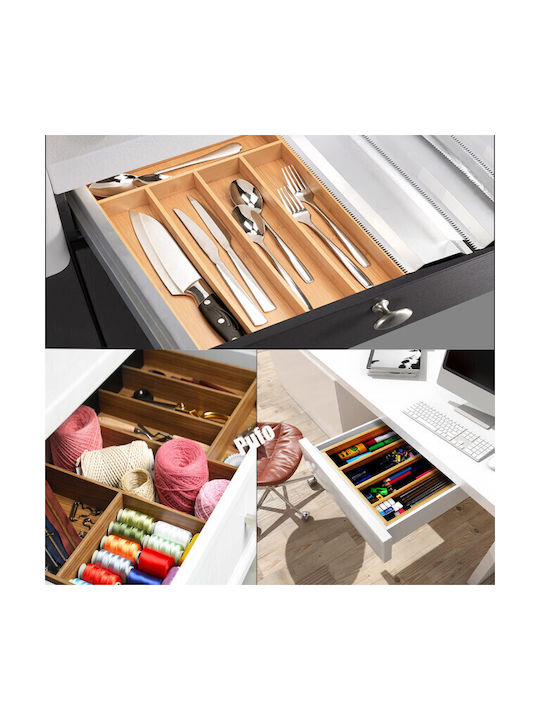 Besteckeinsatz für Schubladen Hölzernes 37x25cm Braun